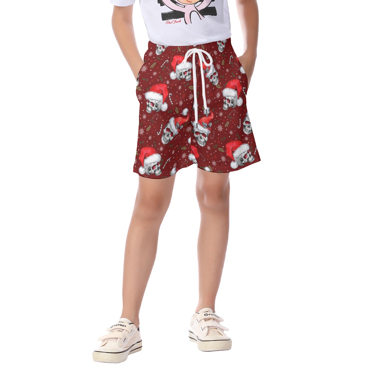 Funny Skull Christmas Hawaiian Beach Shorts For Kids - variant image 1