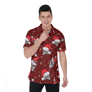 Unique Skull Christmas Aloha Polo Shirt For Men