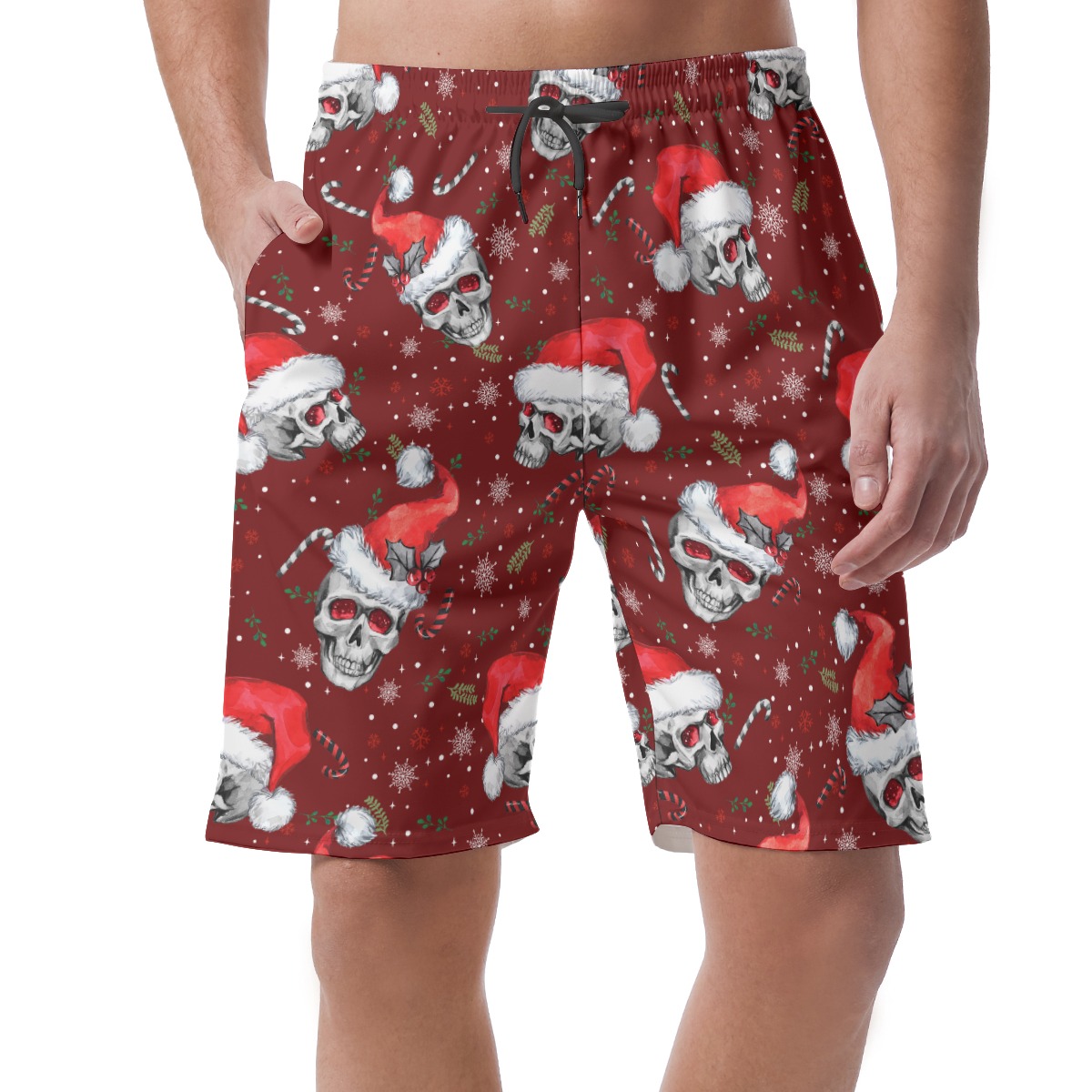 Christmas Skull Hawaiian Beach Shorts For Men - variant image 1