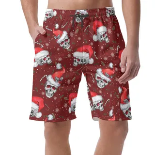 Christmas Skull Hawaiian Beach Shorts For Men