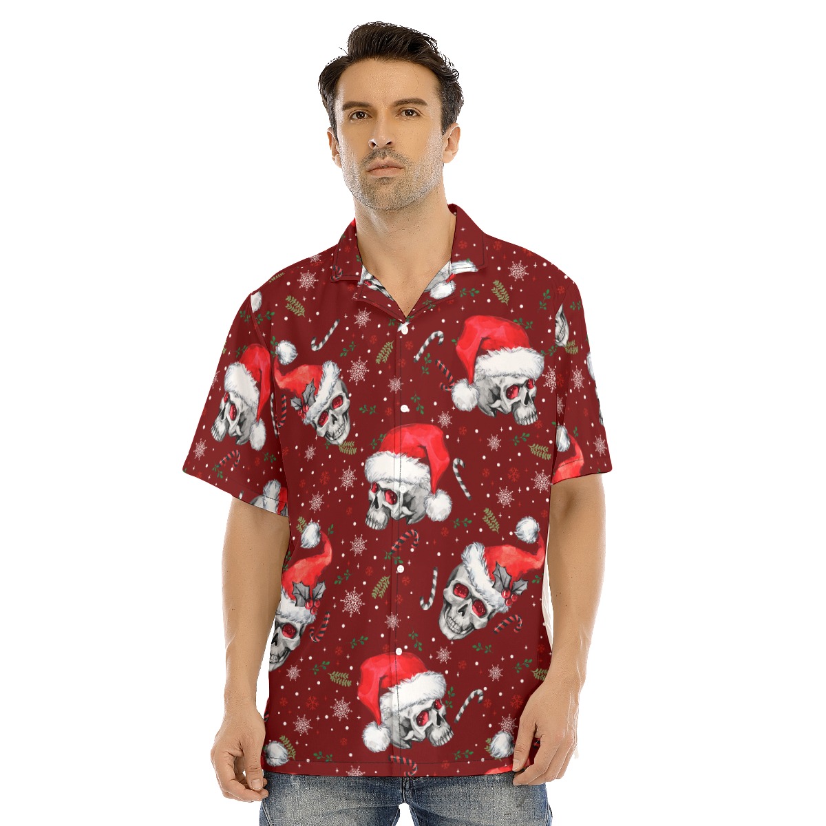 Skull Christmas Red Hawaiian Shirt - variant image 1