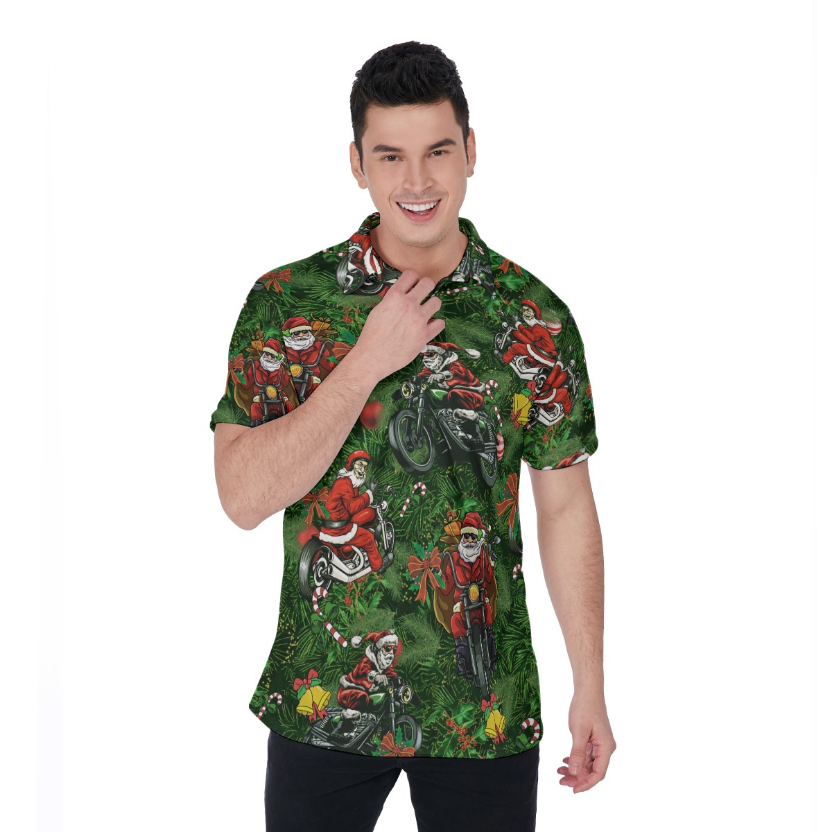 Funny Racing Santa Hawaiian Polo Shirt - variant image 1