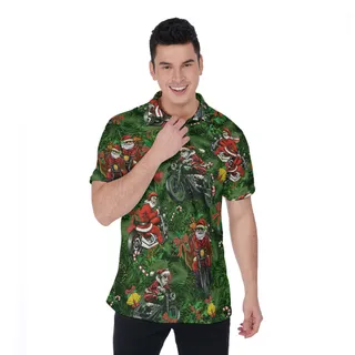 Funny Racing Santa Hawaiian Polo Shirt