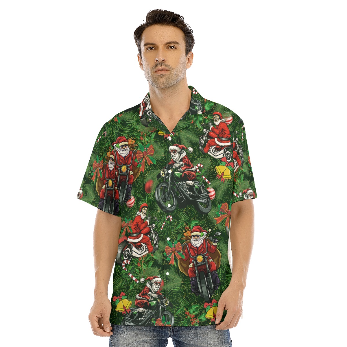 Amazing Motorcycle Santa Hawaiian Shirt - variant image 1