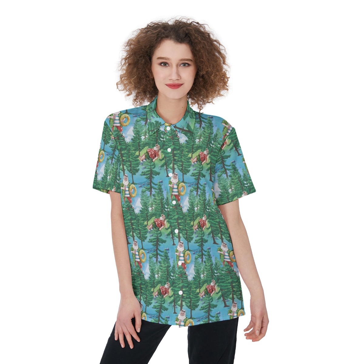 Funny Santa Christmas Hawaiian Button Up Shirt - variant image 1