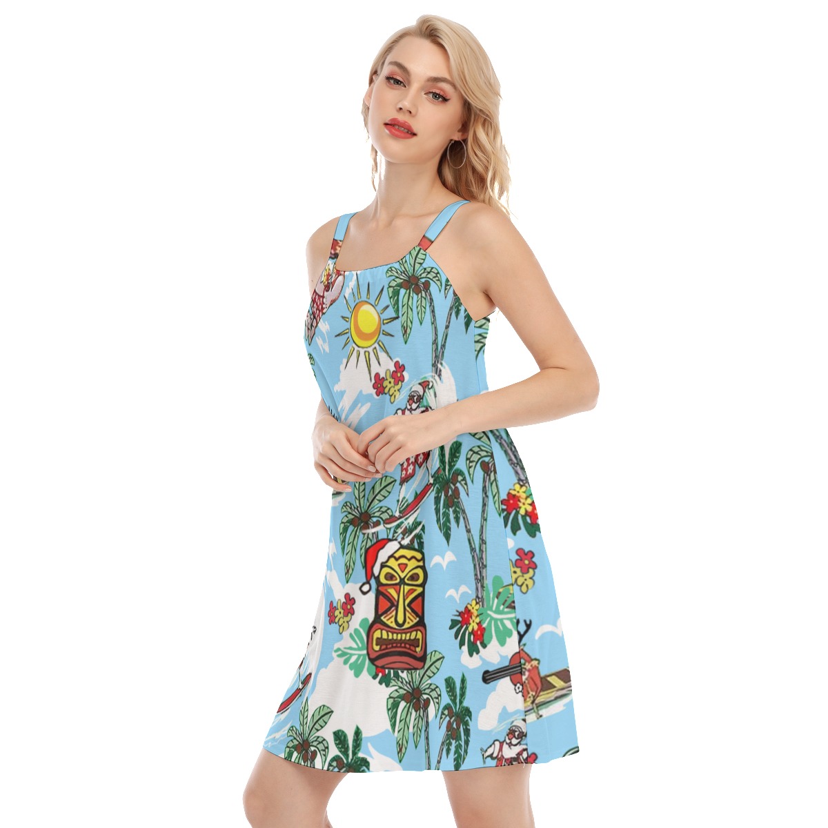 Christmas Tiki Tropical Hawaiian Cami Dress For Women