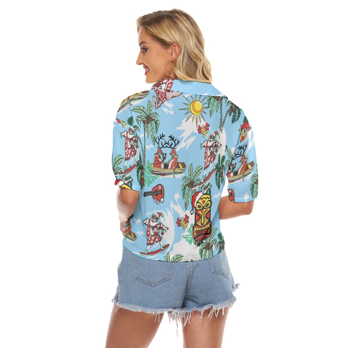 Ugly Christmas Hawaiian Crop Top Shirt For Women