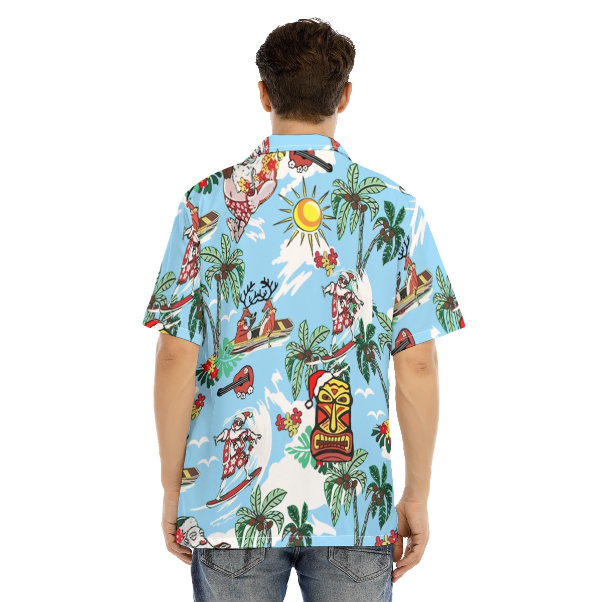 Tropical Reindeer And Santa Christmas Hawaiian Shirt