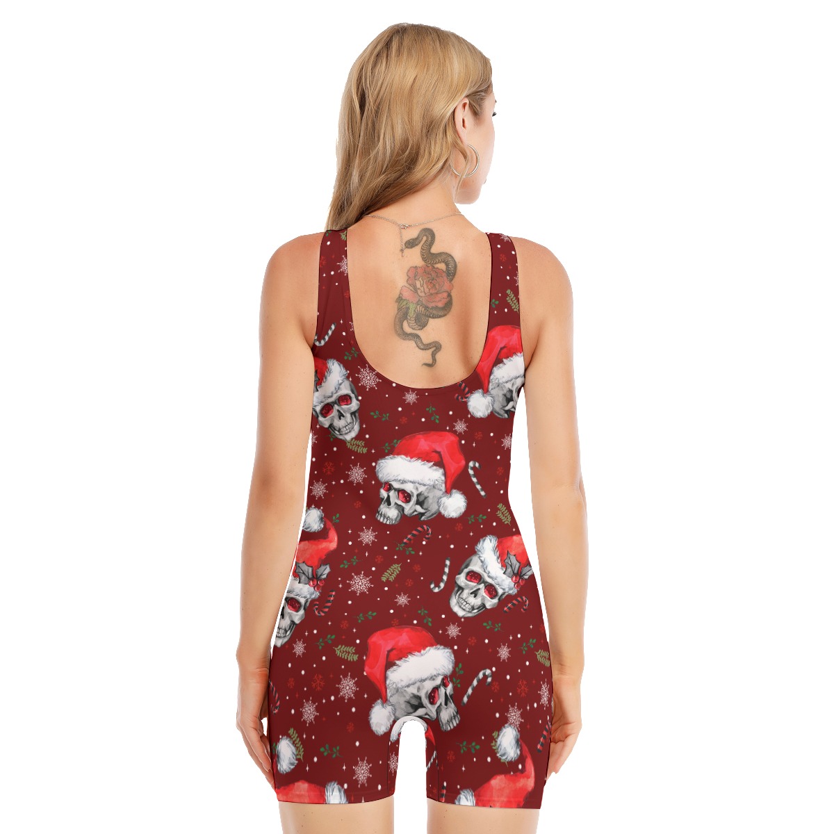 Christmas Skull Hawaiian Sleeveless Swimsuit For Women