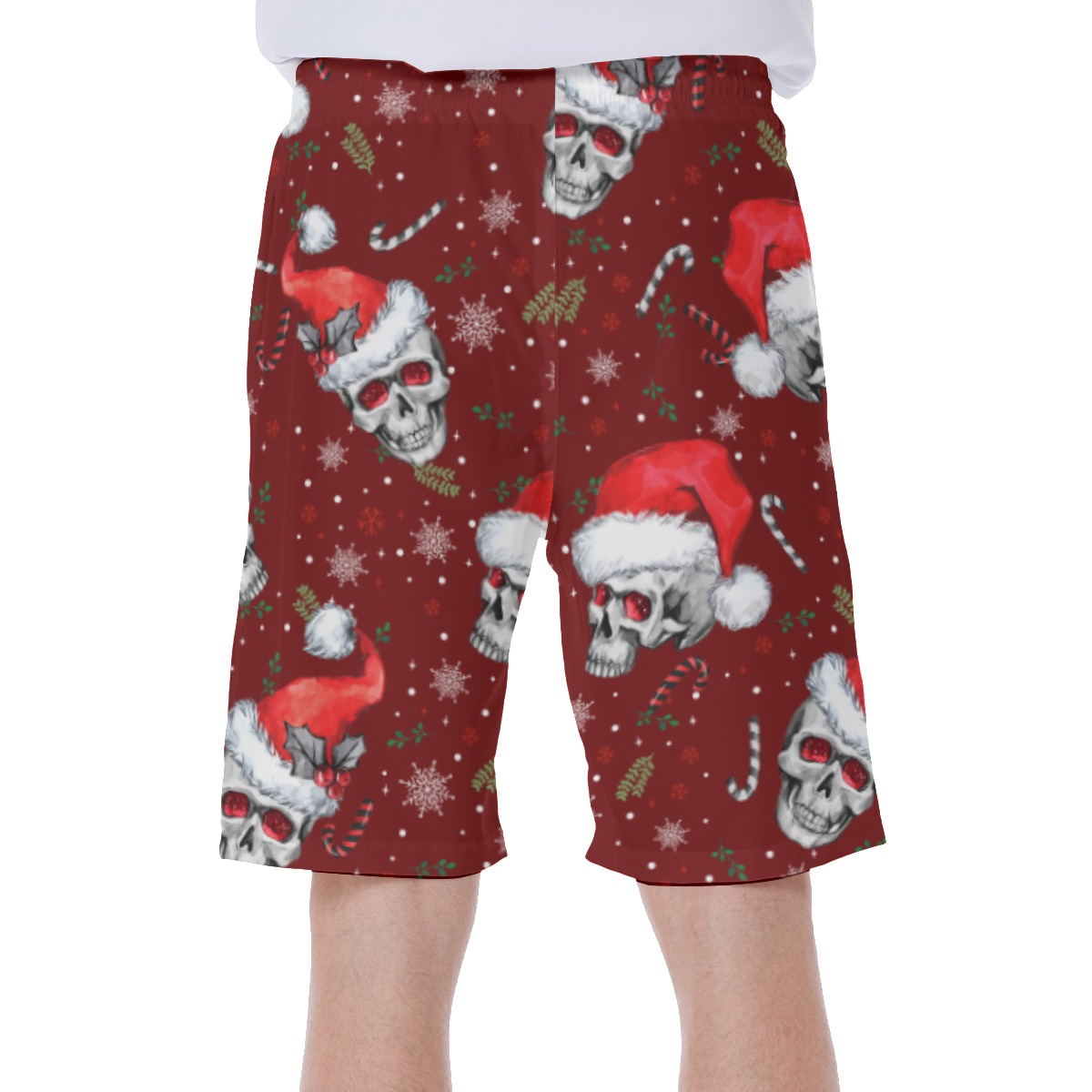 Christmas Skull Hawaiian Swim Trunks For Men
