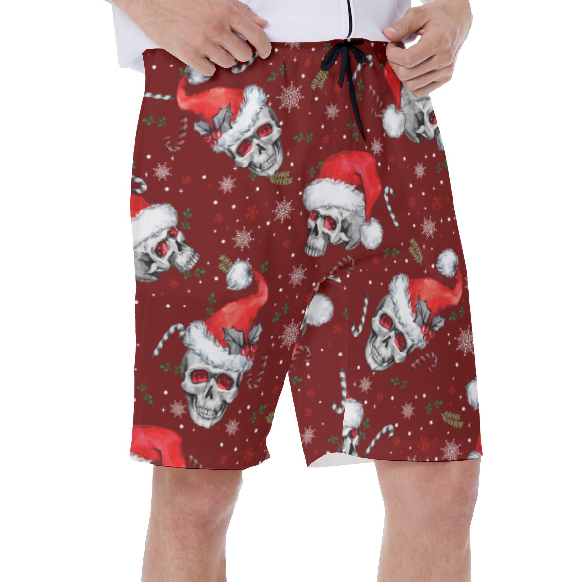 Christmas Skull Hawaiian Swim Trunks For Men