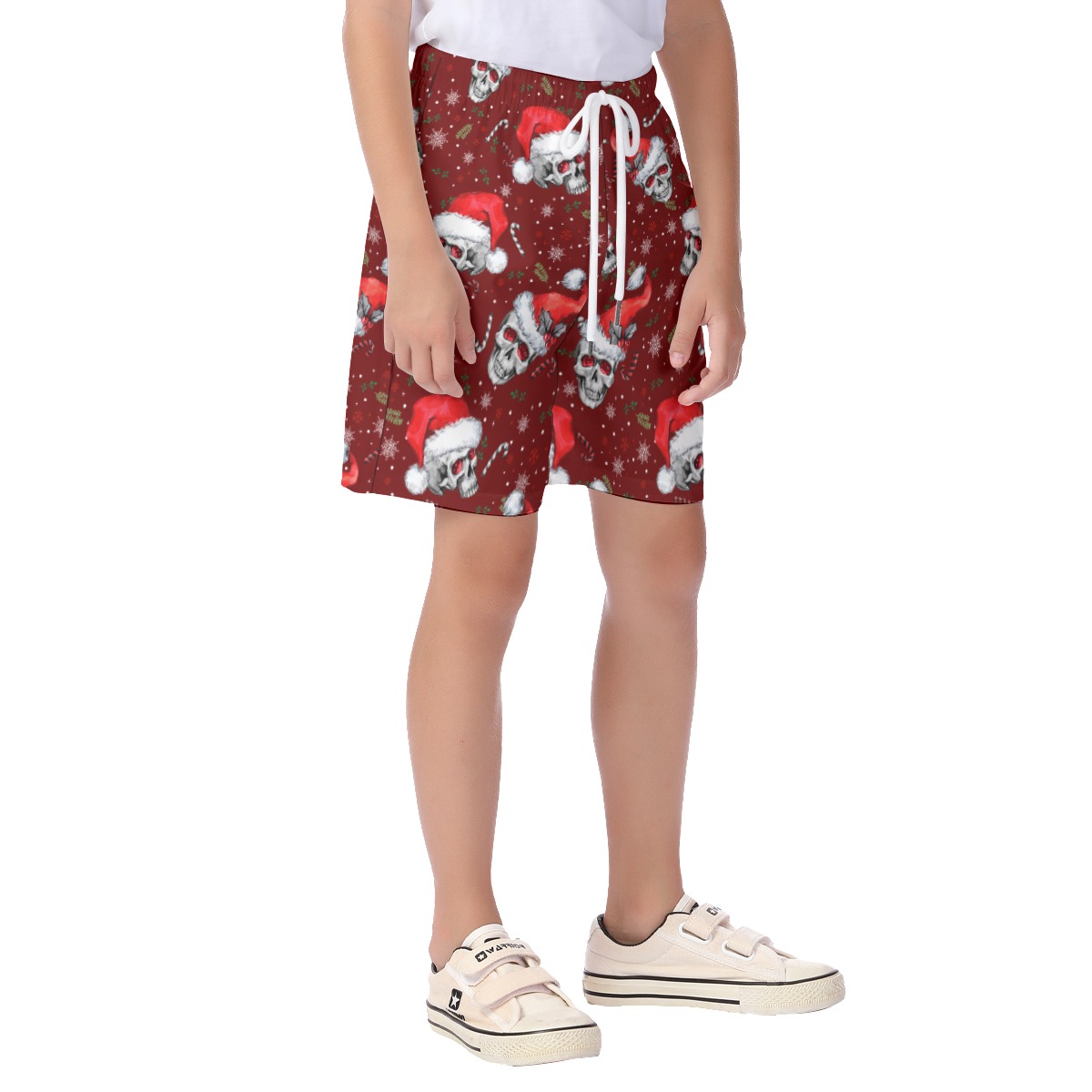 Funny Skull Christmas Hawaiian Beach Shorts For Kids