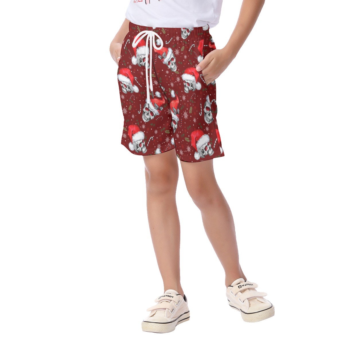 Funny Skull Christmas Hawaiian Beach Shorts For Kids