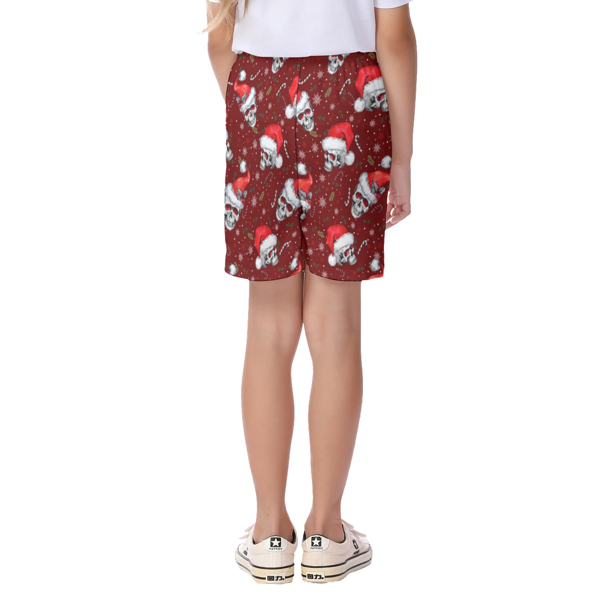 Funny Skull Christmas Hawaiian Beach Shorts For Kids