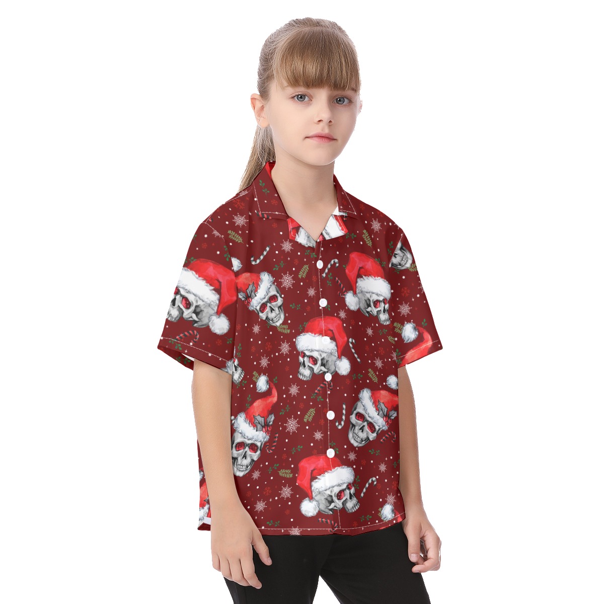Unique Christmas Skull Aloha Shirt For Kids