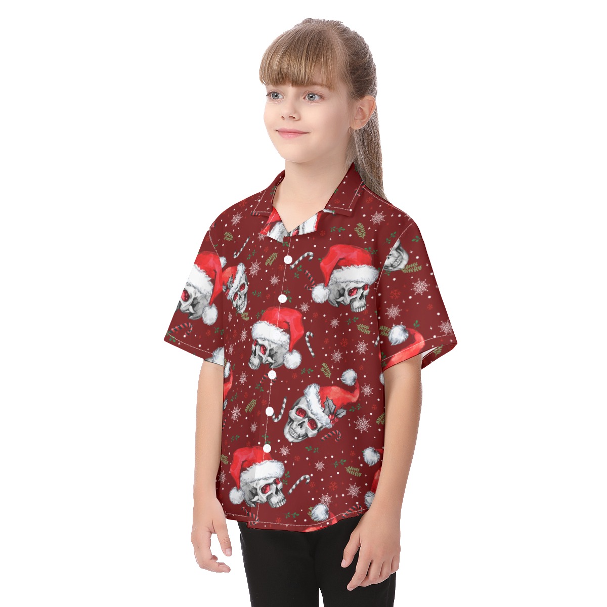 Unique Christmas Skull Aloha Shirt For Kids