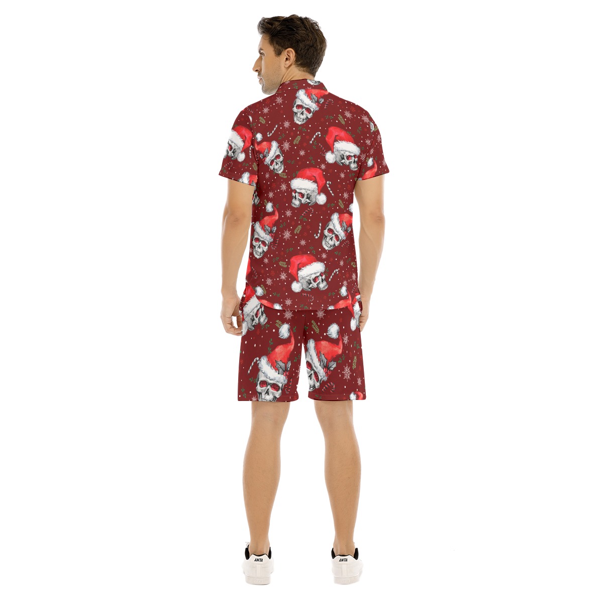 Funny Skull Christmas Hawaiian Shirt And Shorts For Men