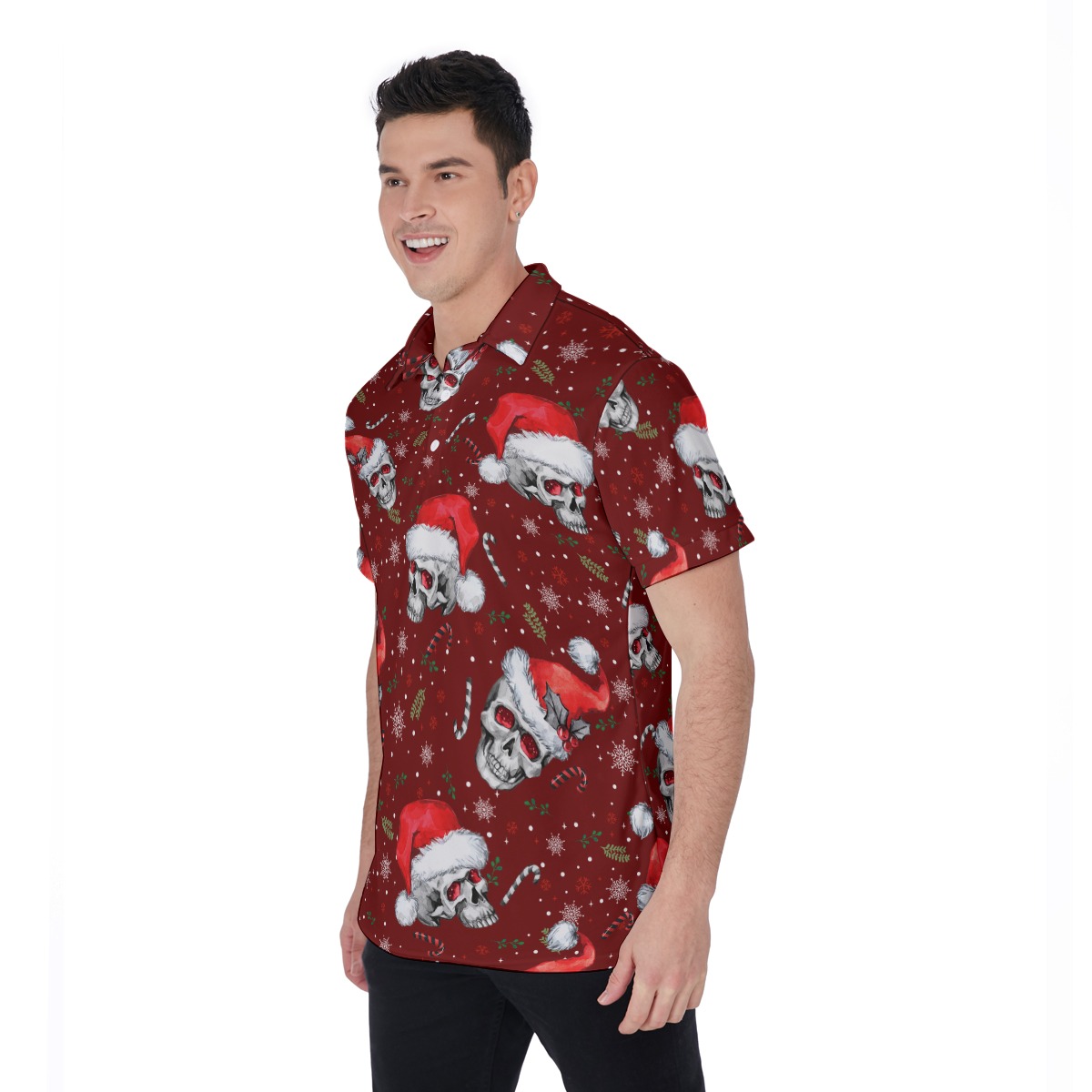 Unique Skull Christmas Aloha Polo Shirt For Men