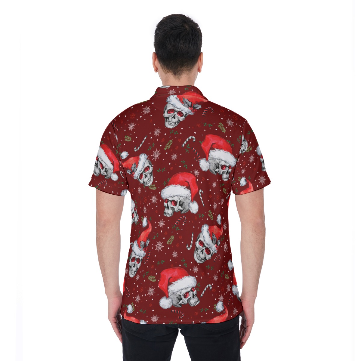 Unique Skull Christmas Aloha Polo Shirt For Men
