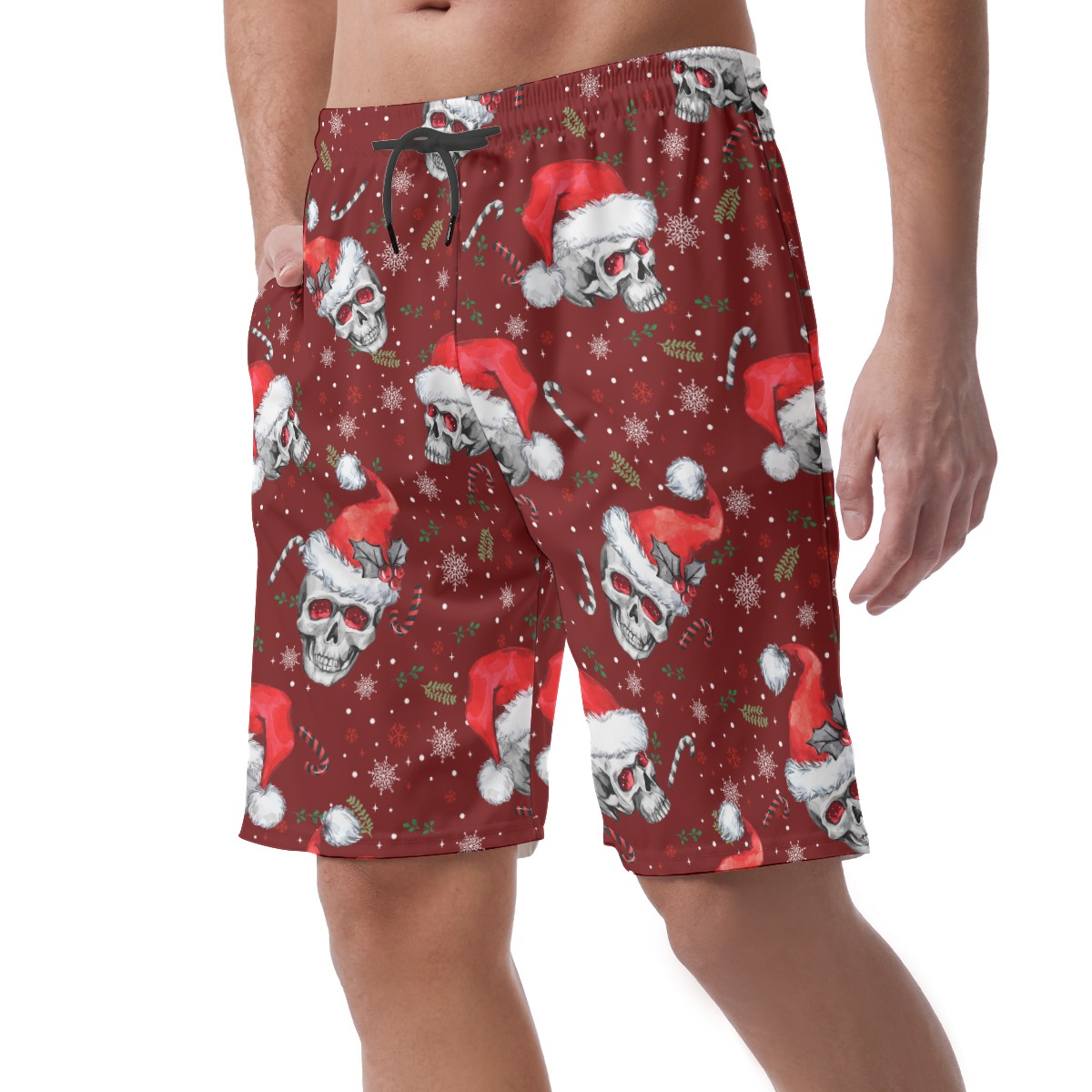 Christmas Skull Hawaiian Beach Shorts For Men