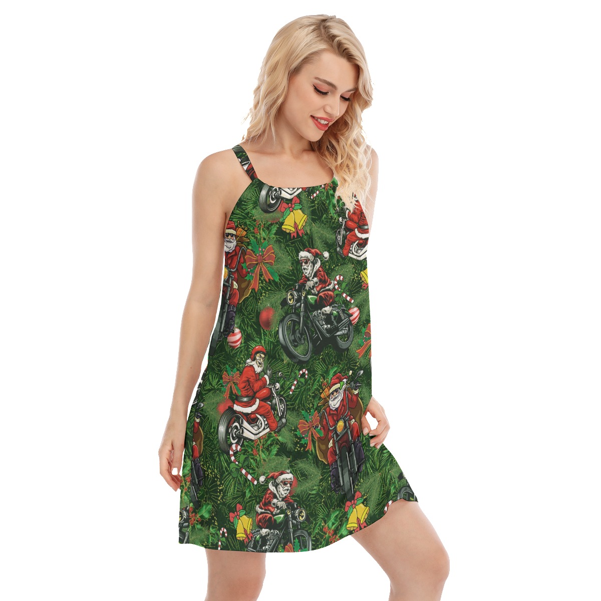 Funny Santa Biker Hawaiian Cami Dress For Women