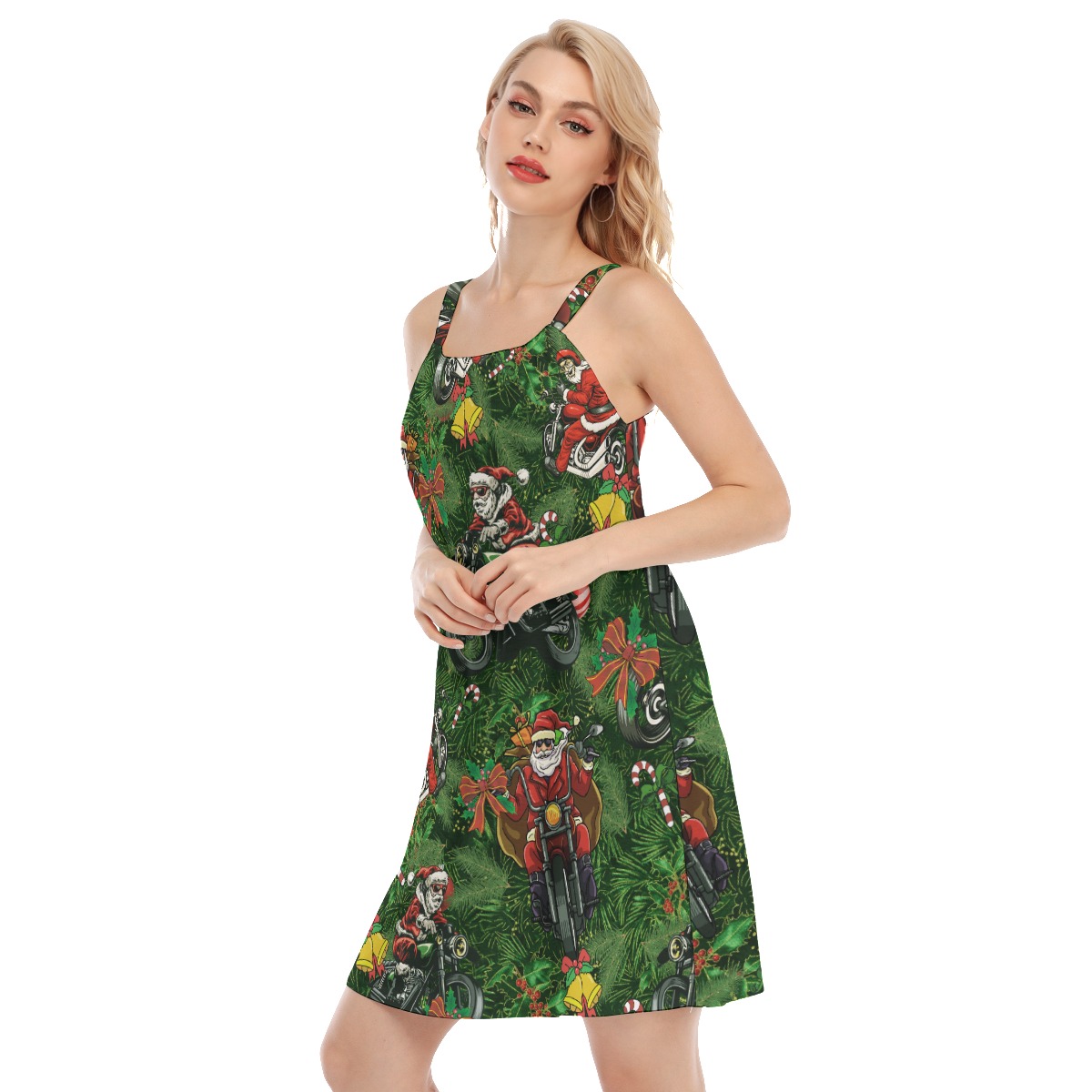 Funny Santa Biker Hawaiian Cami Dress For Women
