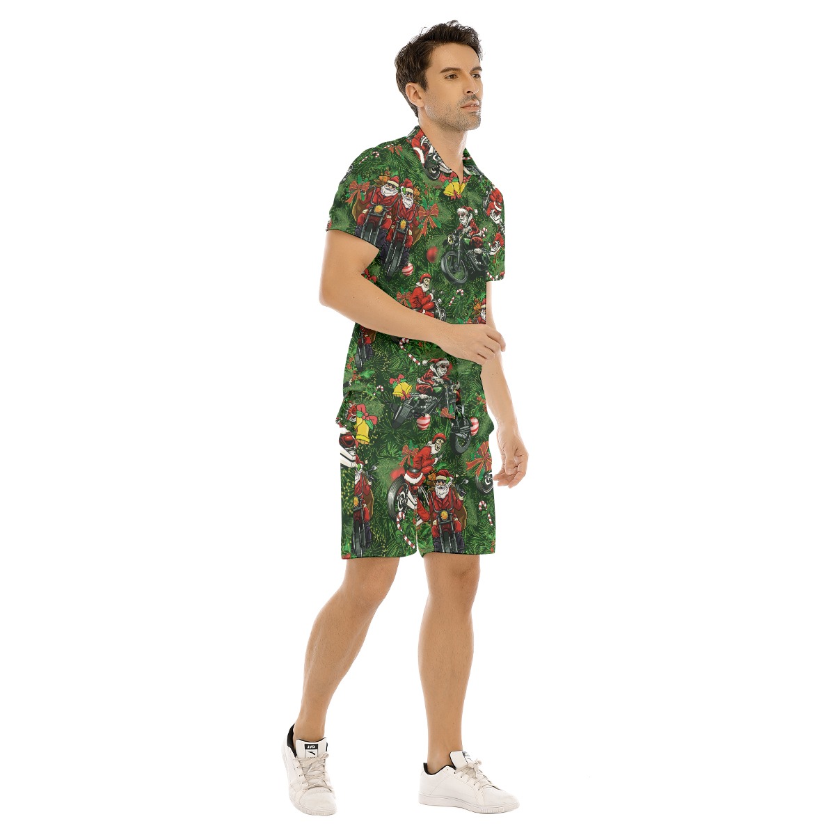 Motorcycle Santa Claus Hawaiian Shirt And Shorts For Men