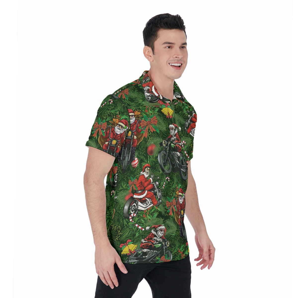 Funny Racing Santa Hawaiian Polo Shirt
