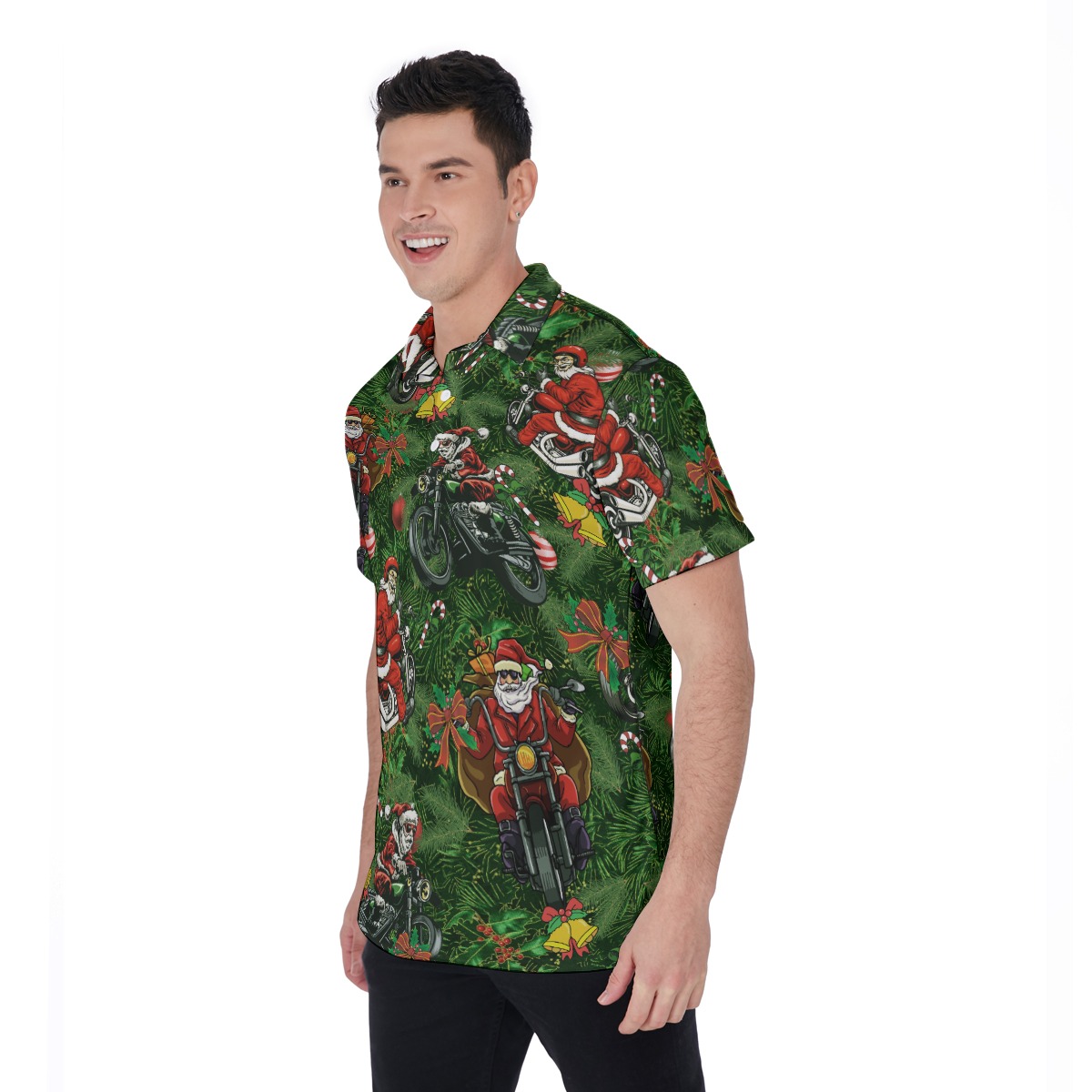 Funny Racing Santa Hawaiian Polo Shirt