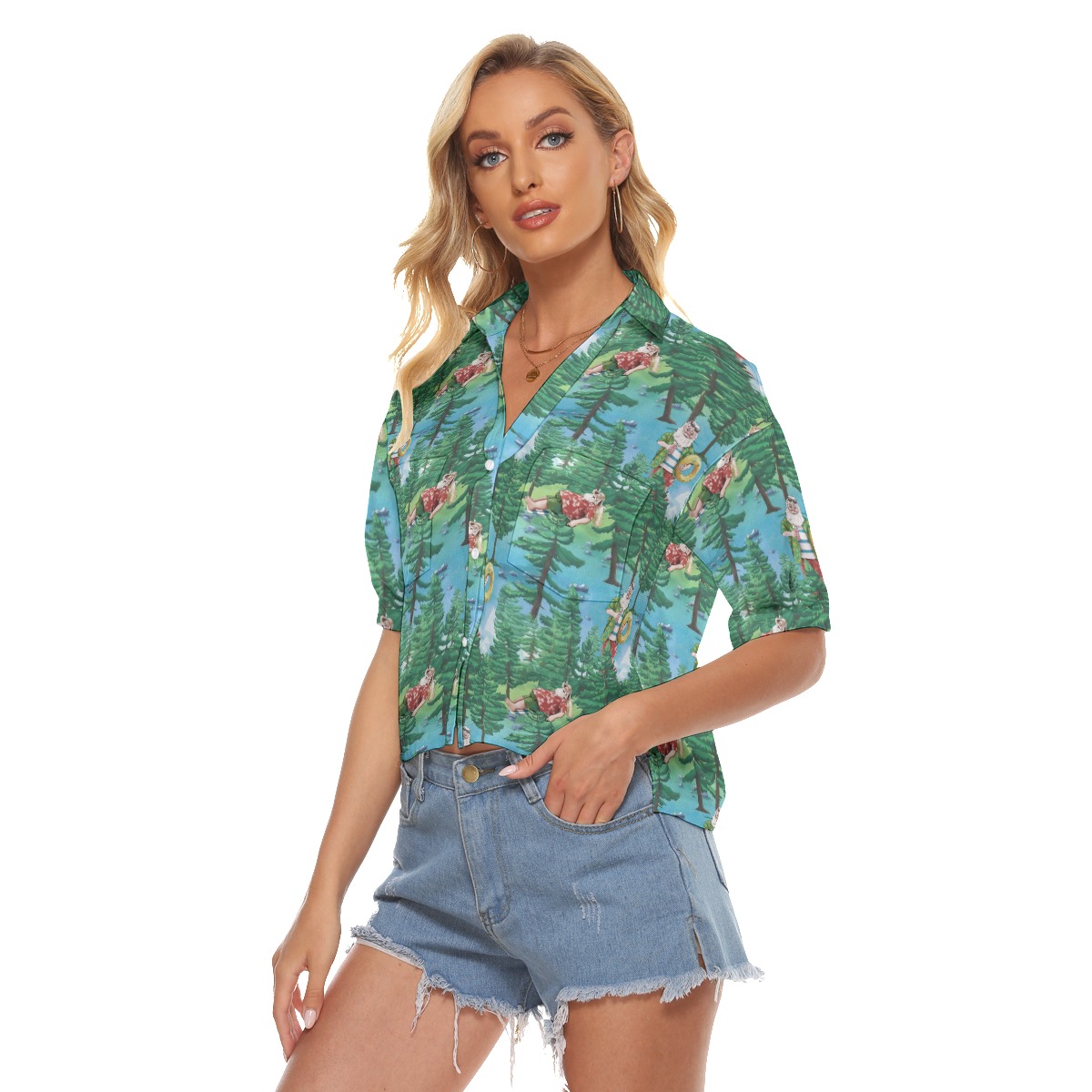 Funny Santa Christmas Hawaiian Crop Top
