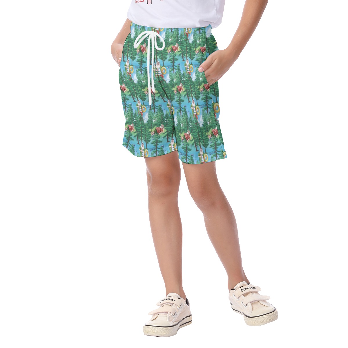 Cute Santa Christmas Hawaiian Shorts For Kids