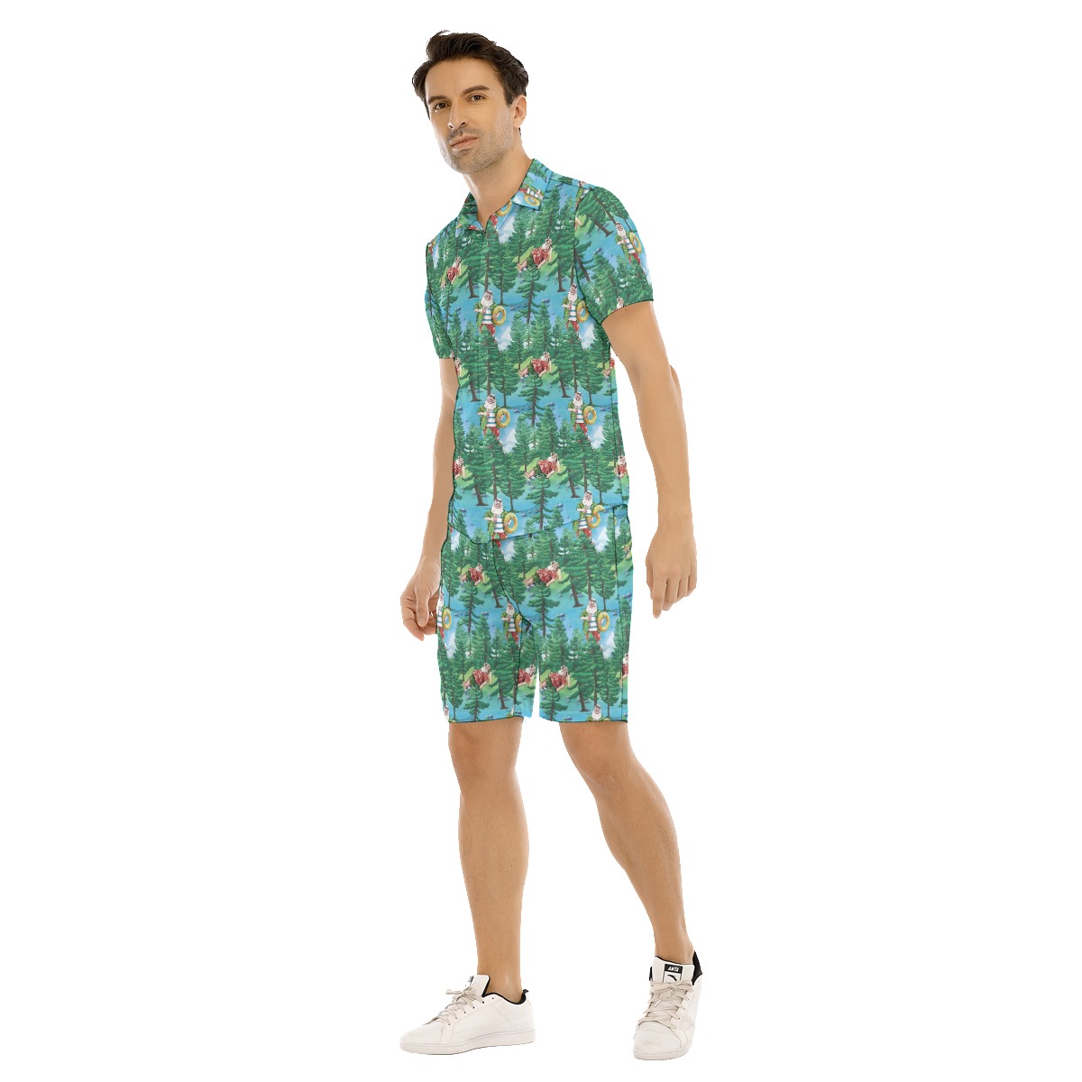 Set Santa Christmas Hawaiian Shirt And Shorts For Men