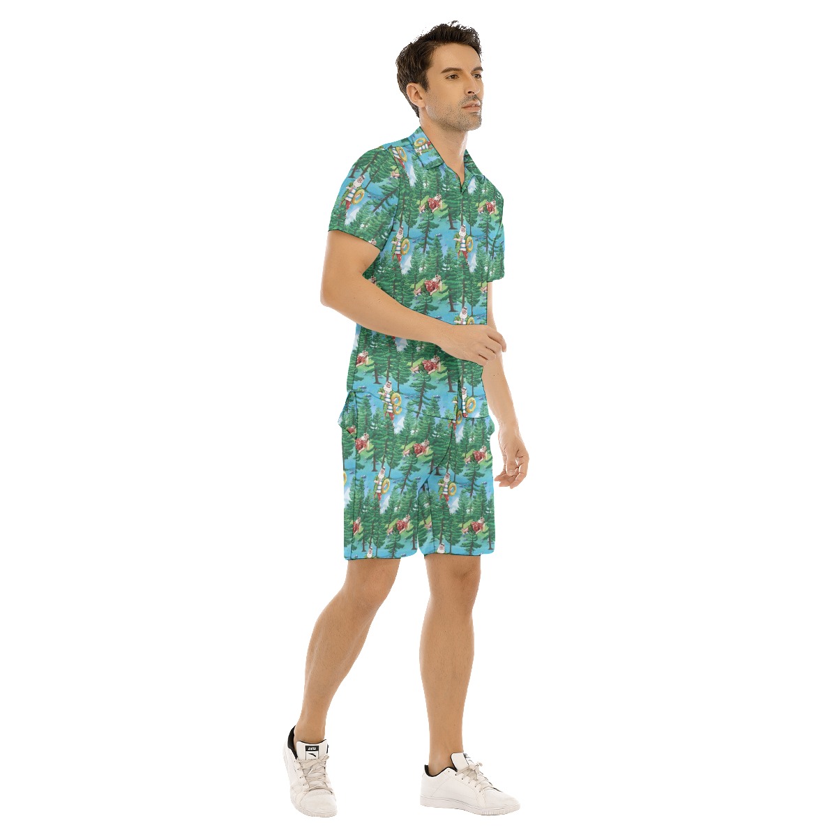 Set Santa Christmas Hawaiian Shirt And Shorts For Men