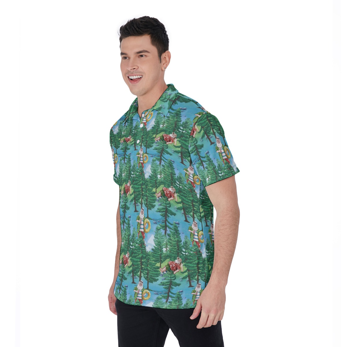 Funny Santa Christmas Hawaiian Polo Shirt