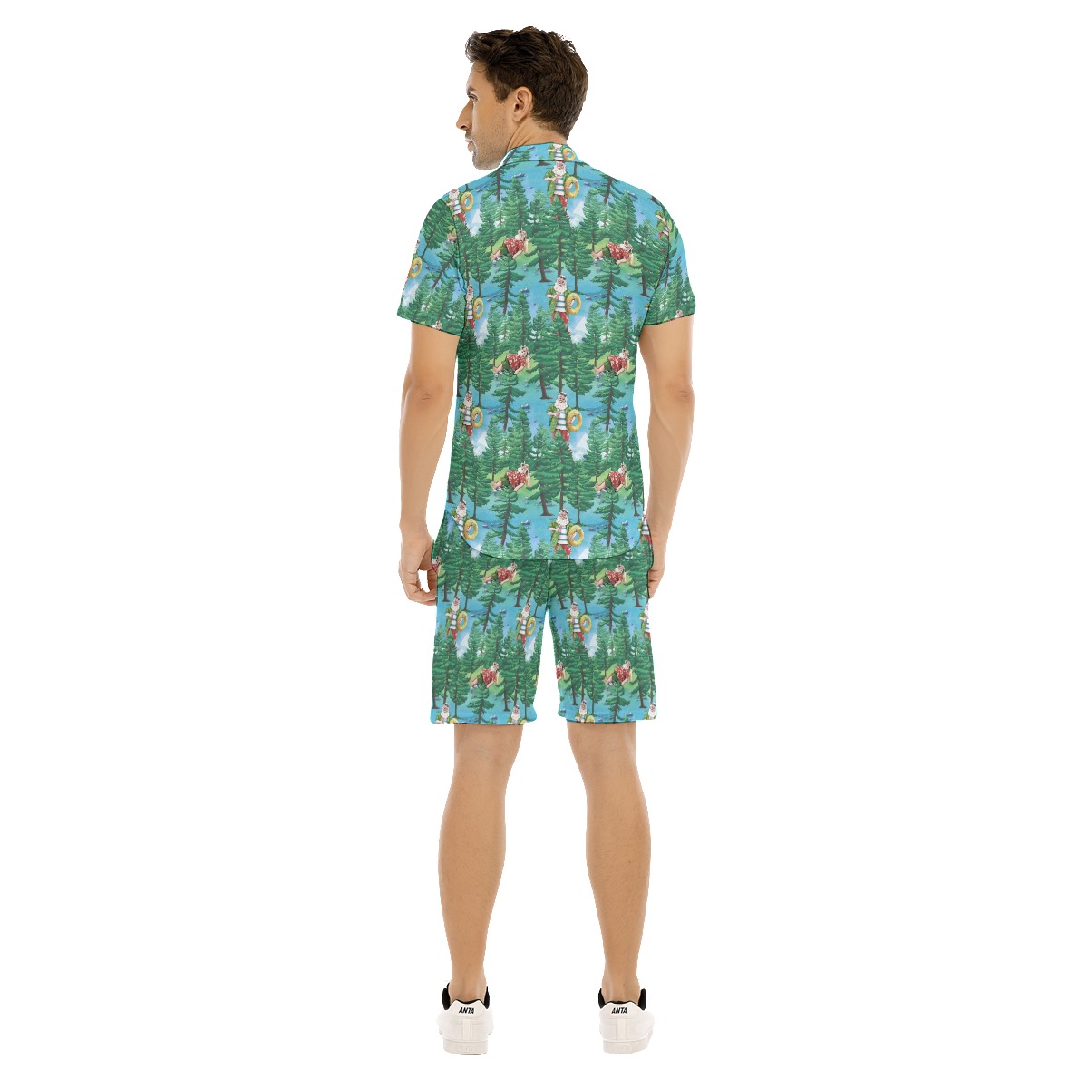 Set Santa Christmas Hawaiian Shirt And Shorts For Men