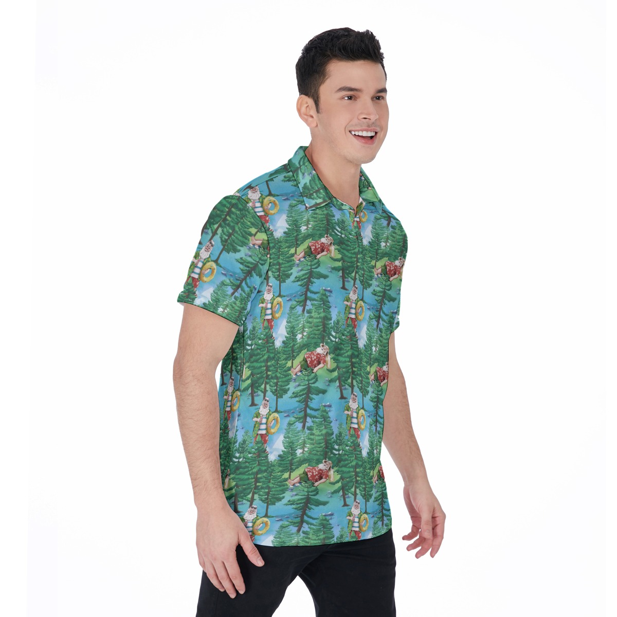 Funny Santa Christmas Hawaiian Polo Shirt