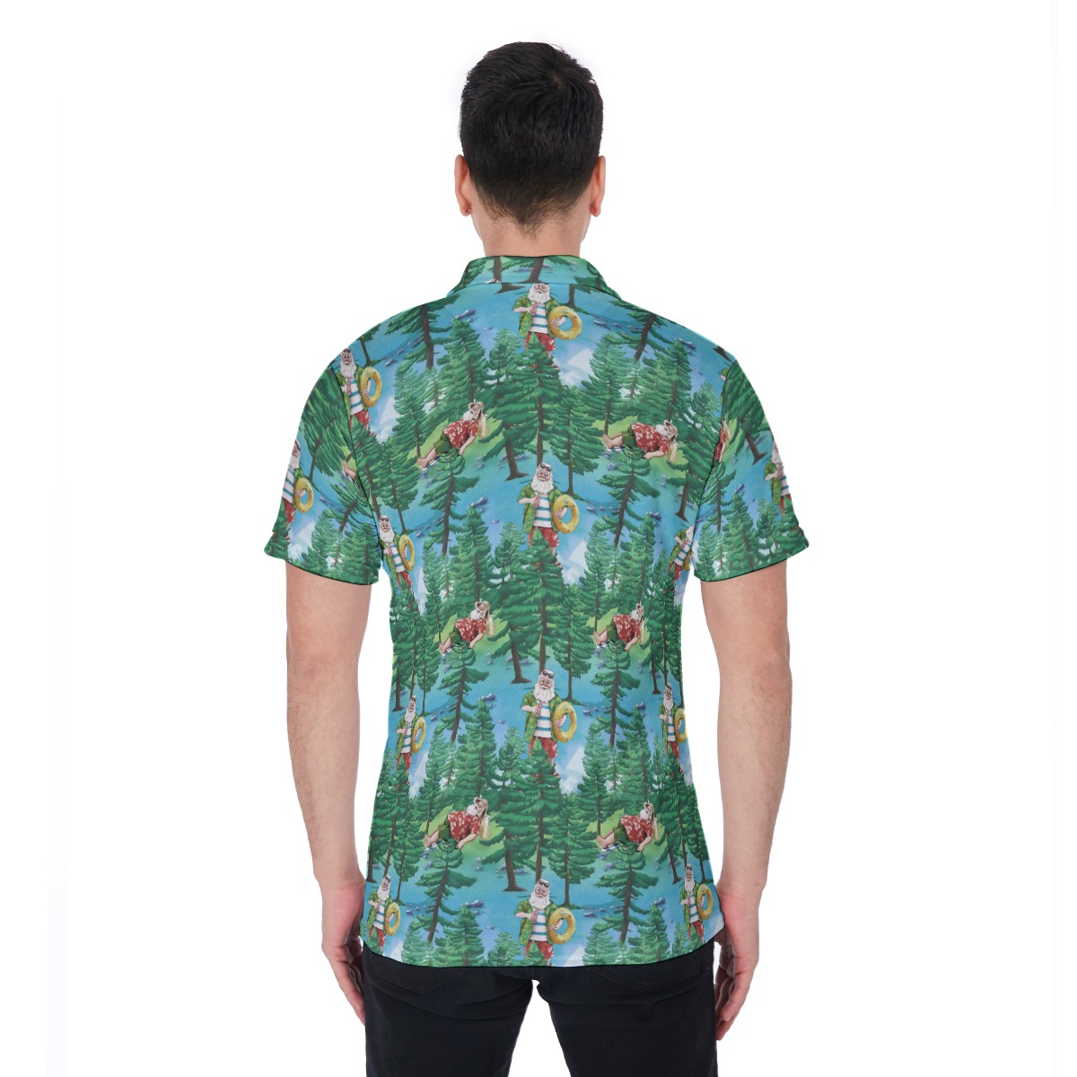 Funny Santa Christmas Hawaiian Polo Shirt