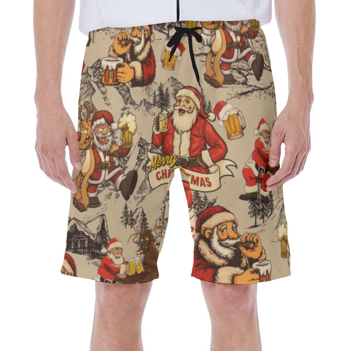 Santa Claus Beer Christmas Hawaiian Swim Trunks For Men - variant image 1