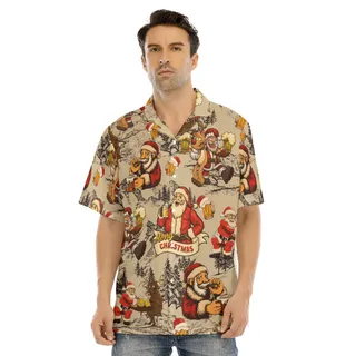 Christmas Santa Drinking Beer Hawaiian Shirt