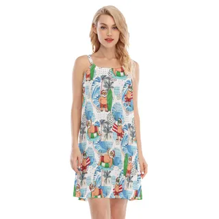 Surfing Santa Claus Funny Christmas Aloha Dress