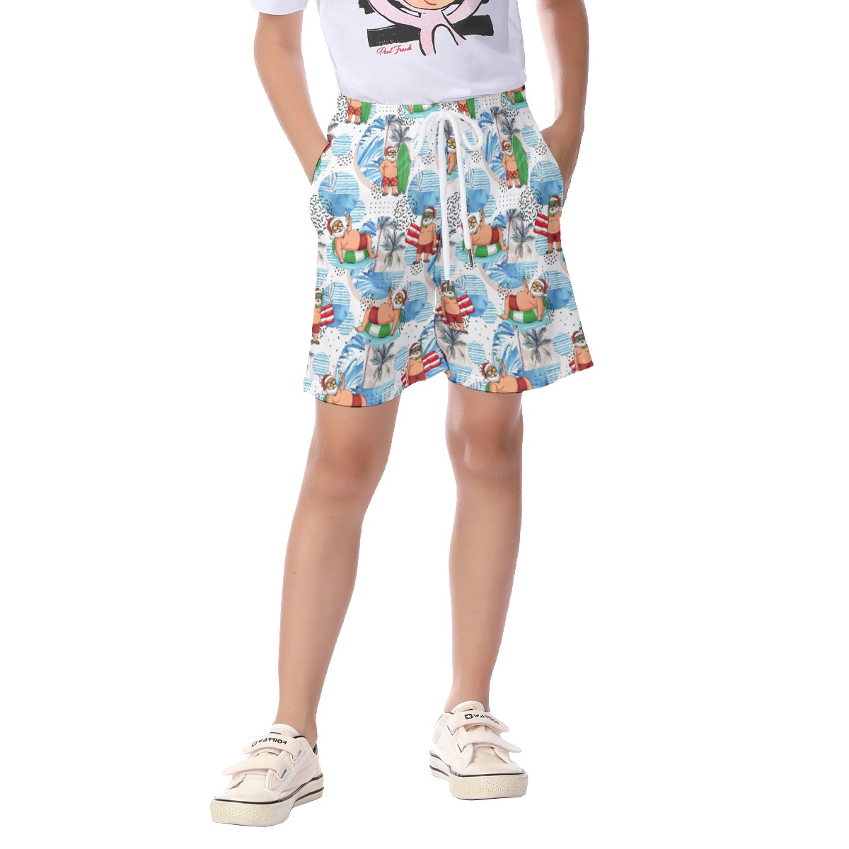 Santa Claus Surfing Beach Shorts For Kids - variant image 1