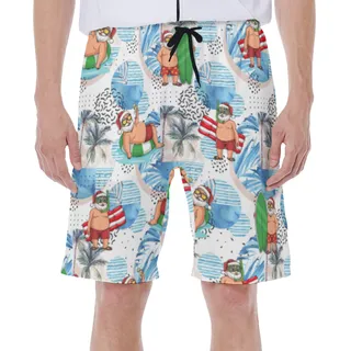 Santa Claus Surfing White Swim Trunks For Men