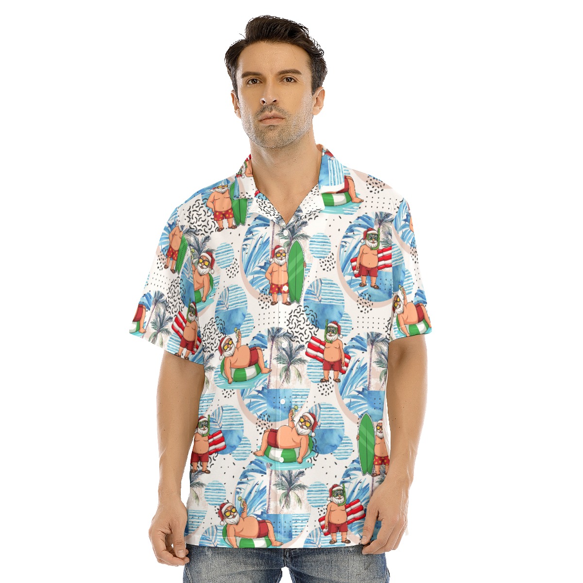 Funny Surfing Santa Hawaiian Shirt - variant image 1