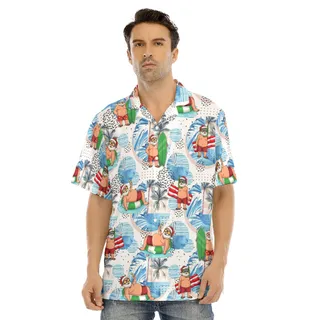 Funny Surfing Santa Hawaiian Shirt