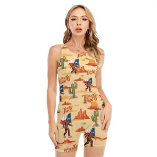 Bigfoot With Texas Flag Hawaiian Swimsuit For Women