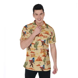 Bigfoot Texas Hawaiian Polo Shirt For Men