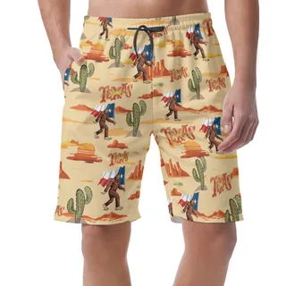 Texas Bigfoot Hawaiian Board Shorts For Men
