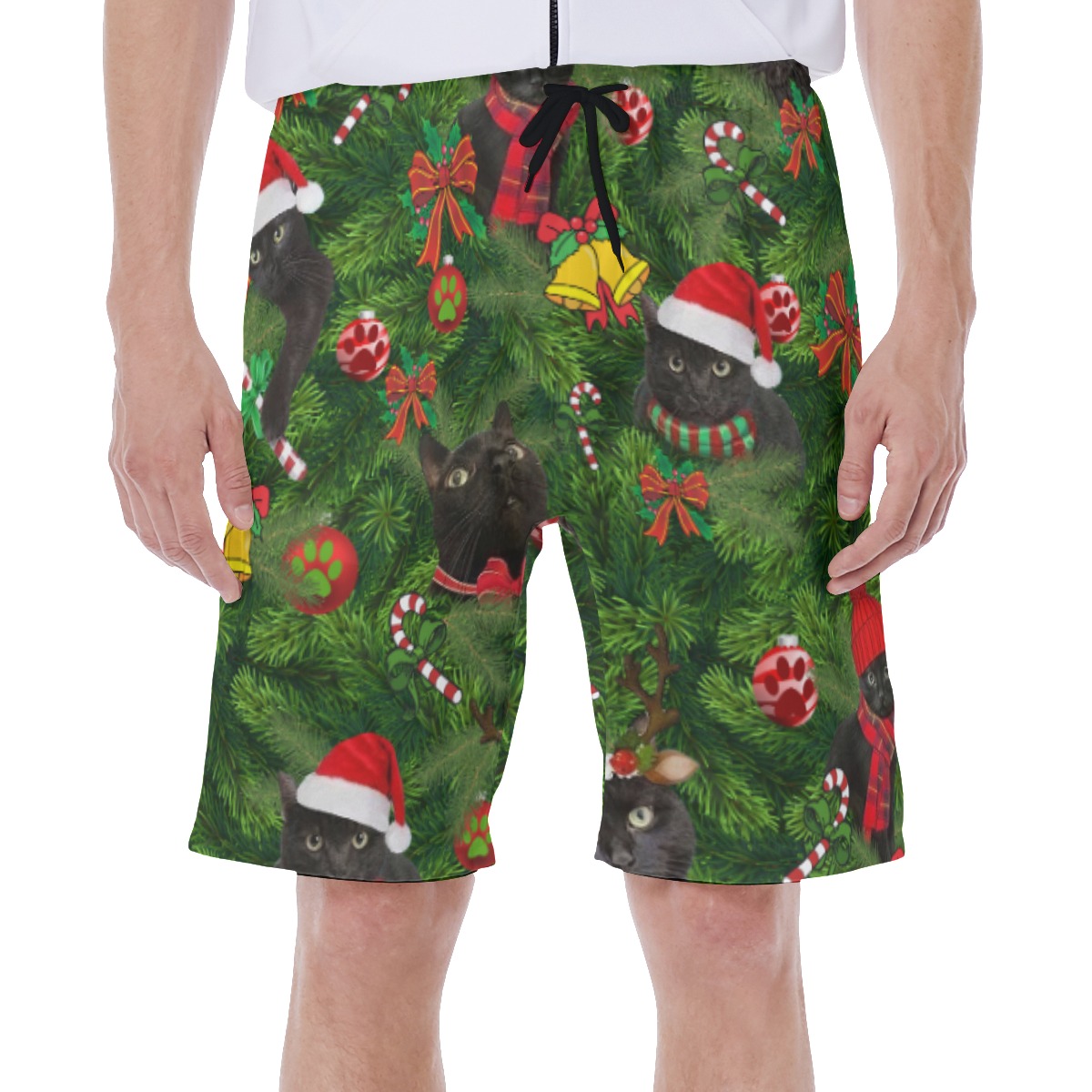 Black Cat Christmas Hawaiian Swim Trunks For Men - variant image 1