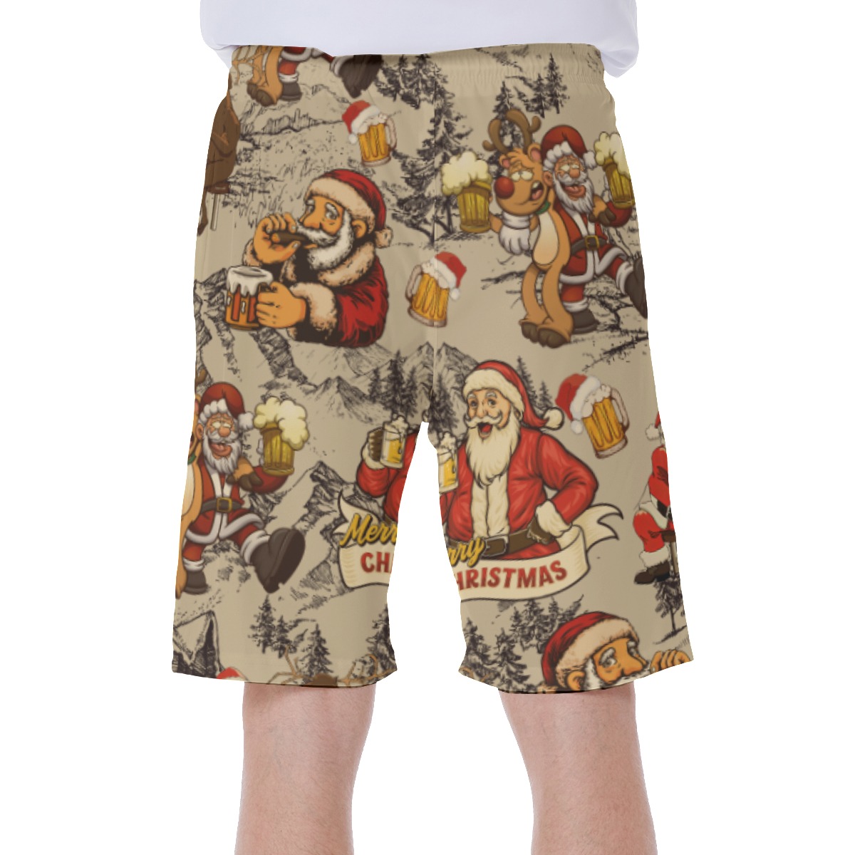 Santa Claus Beer Christmas Hawaiian Swim Trunks For Men