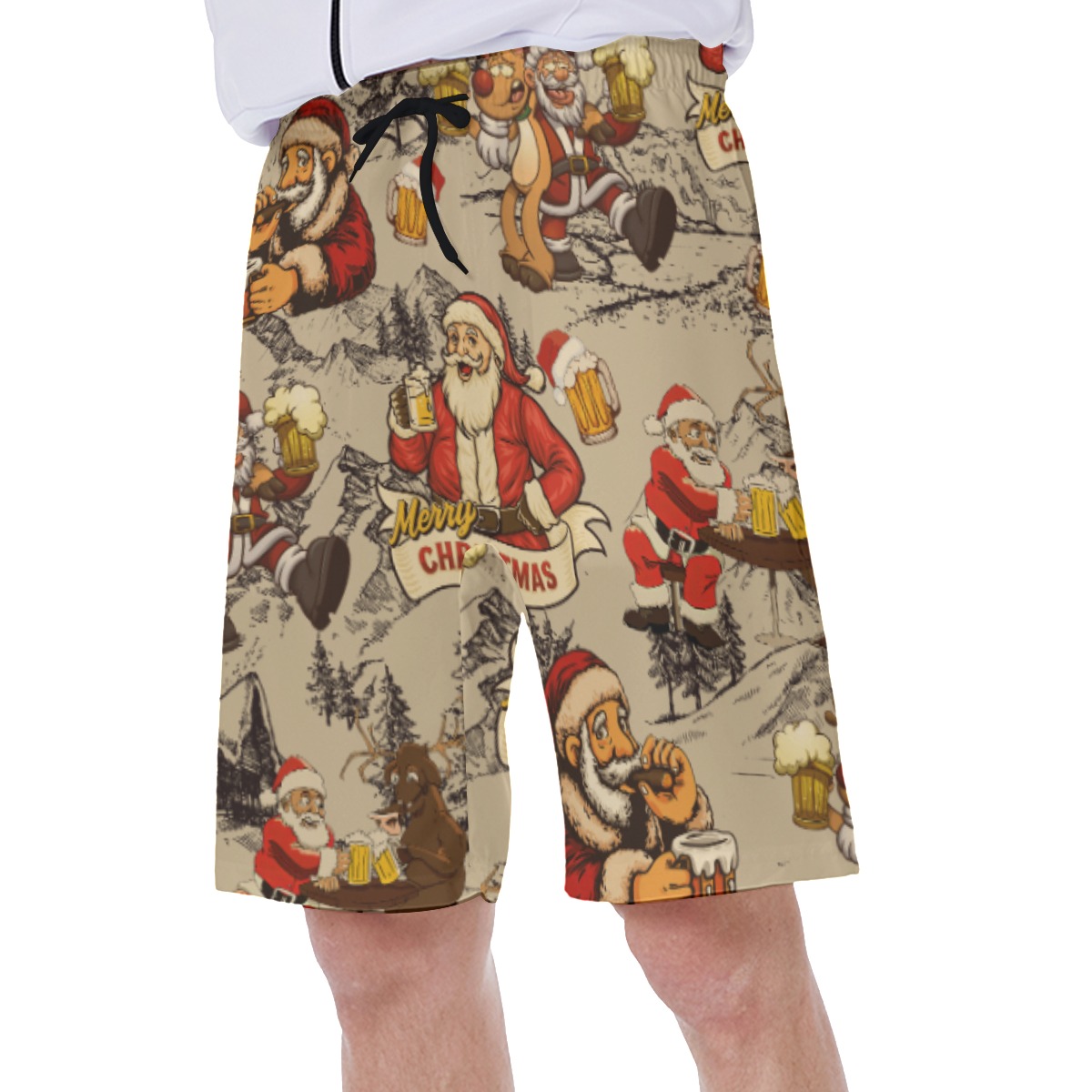 Santa Claus Beer Christmas Hawaiian Swim Trunks For Men